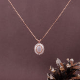 925 Sterling Silver Rose Gold Plated Daily Ware Moonstone Pendant Necklace